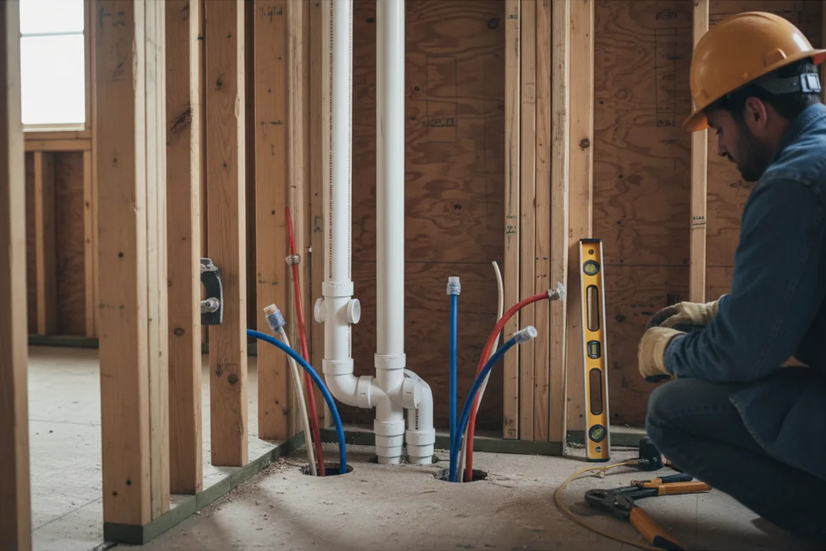 Drain and supply rough-in during Leak Detection in Crossville