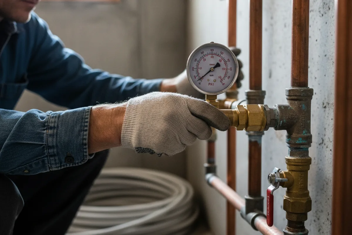 Pressure testing a repaired line during Water Line Repair in Crossville